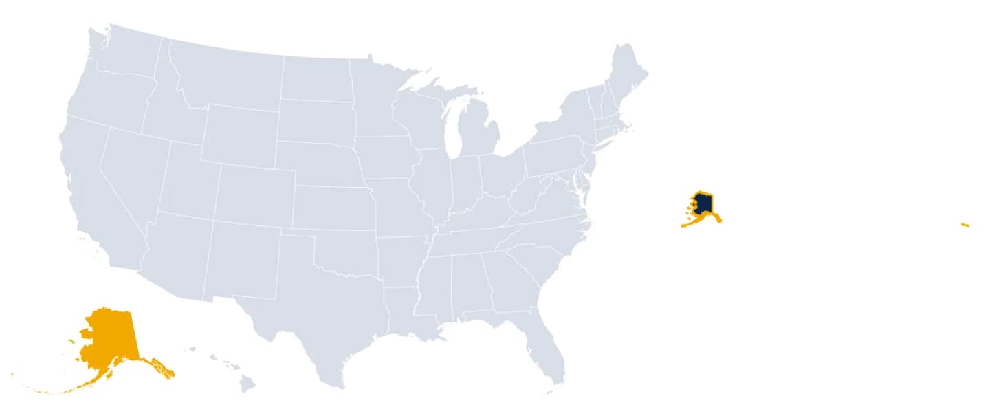 Map highlighting Alaska