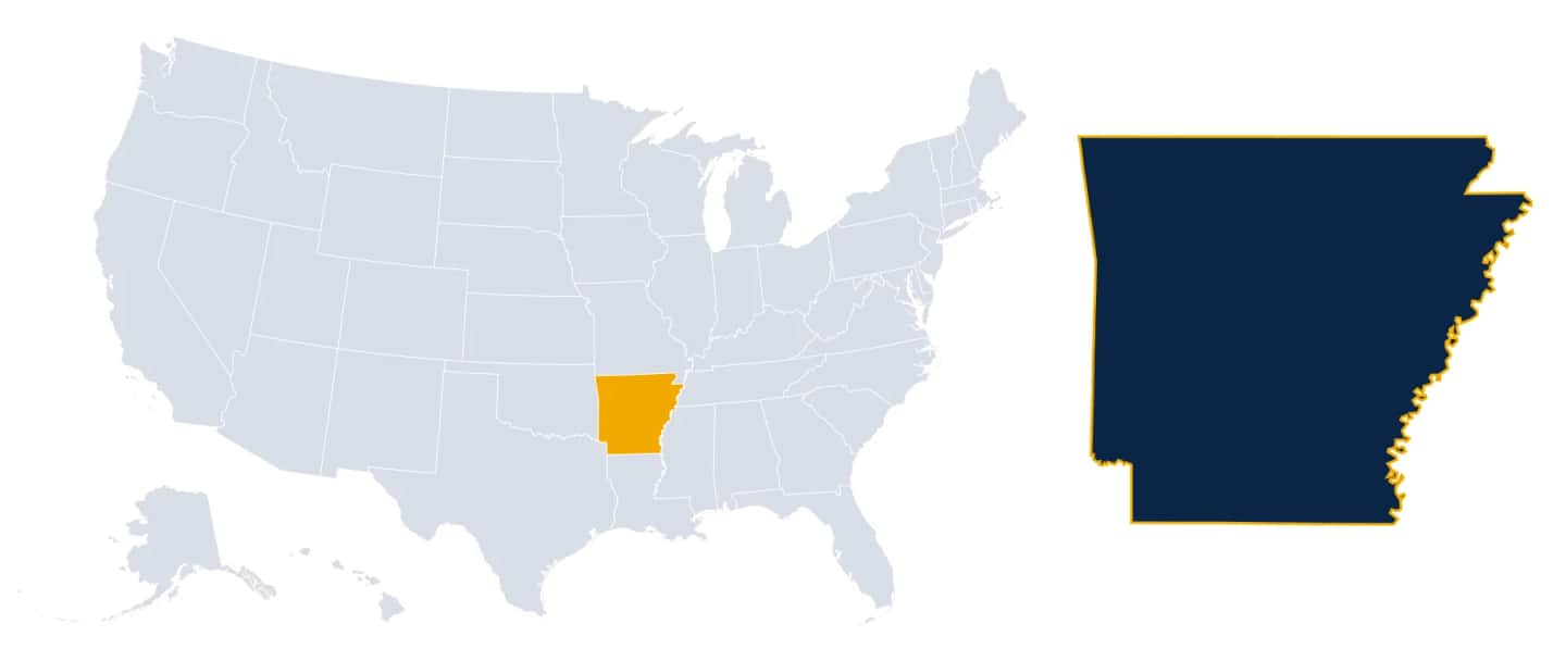 Map highlighting Arkansas