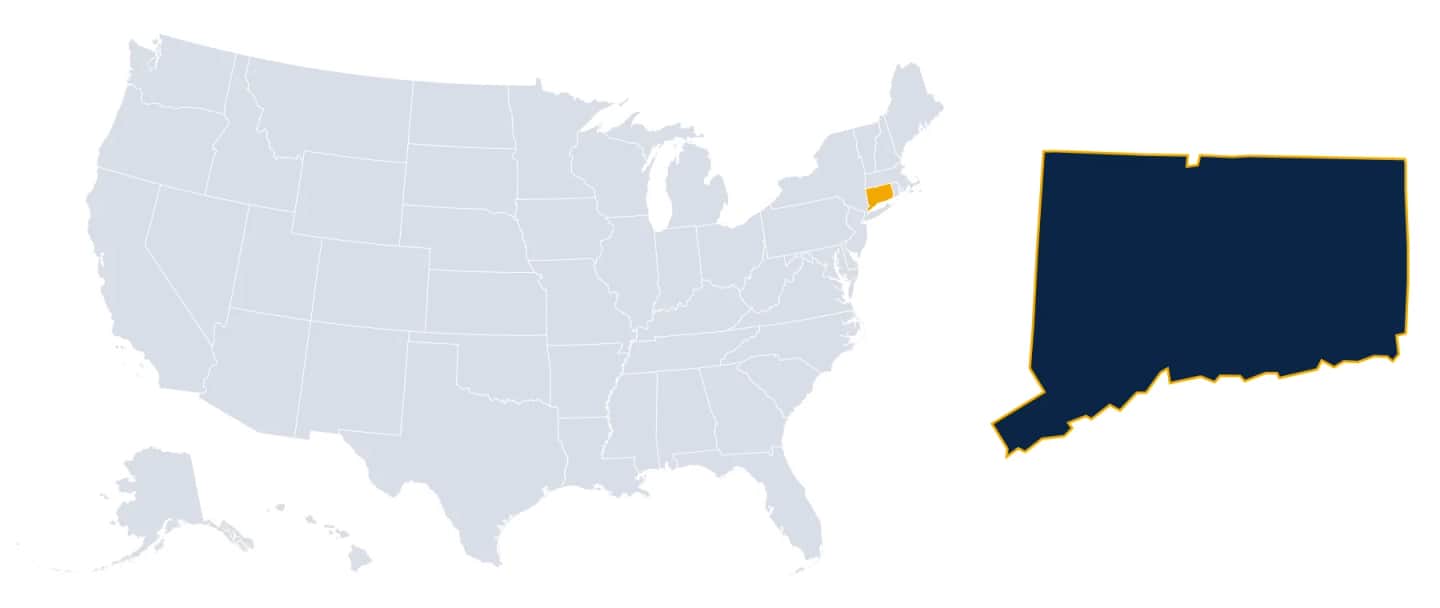 Map highlighting Connecticut