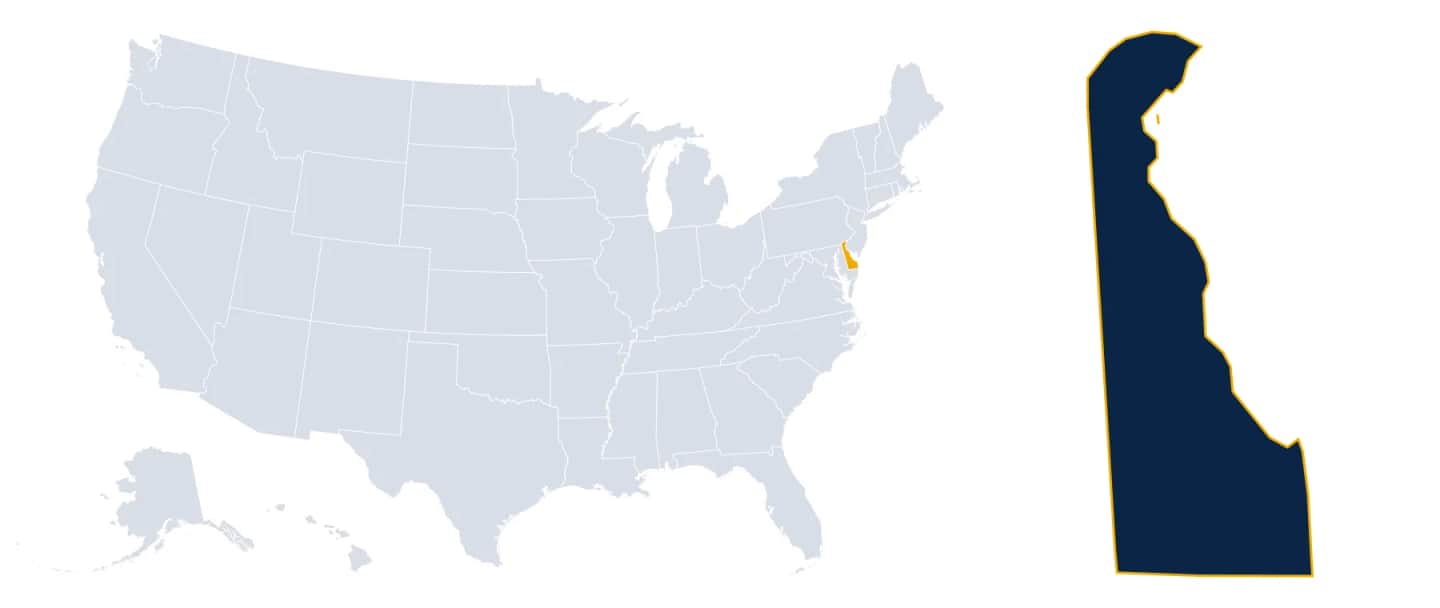 Map highlighting Delaware