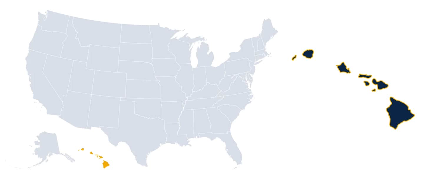 Map highlighting Hawaii