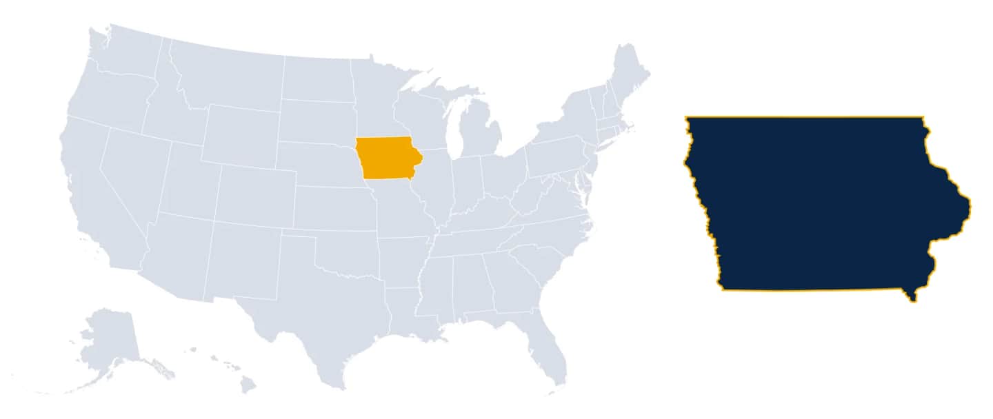 Map highlighting Iowa