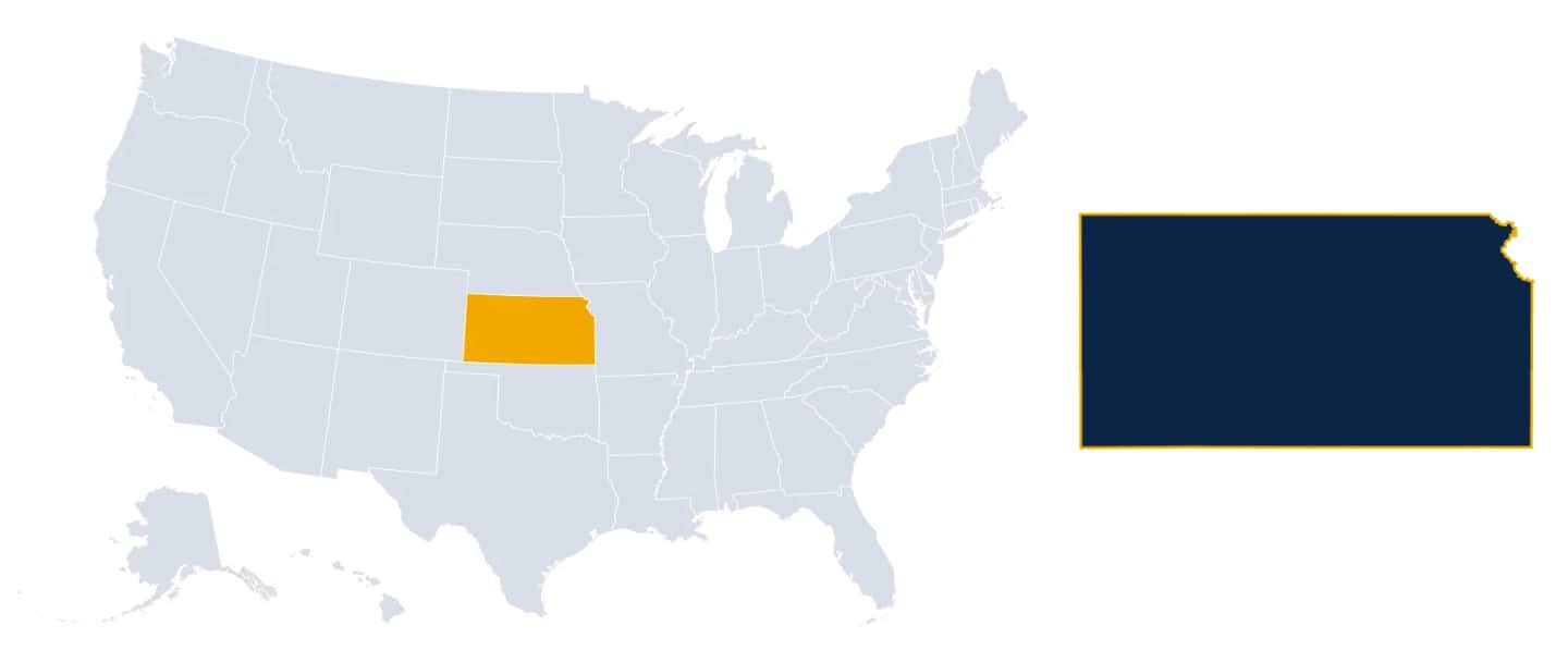 Map highlighting Kansas