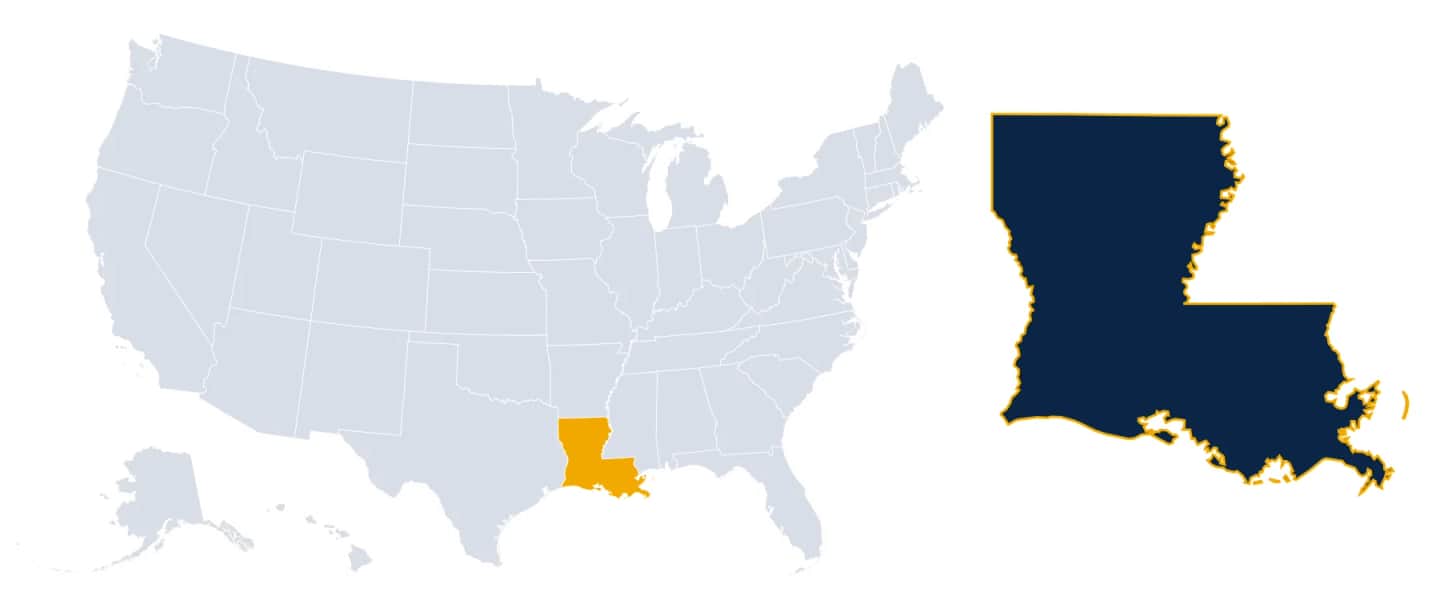 Map highlighting Louisiana