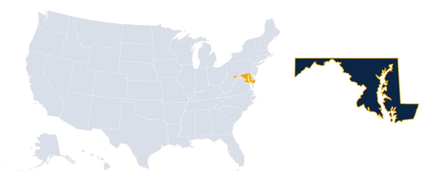 Map highlighting Maryland