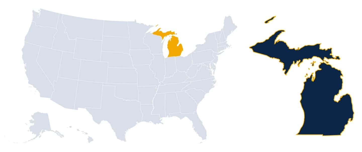 Map highlighting Michigan