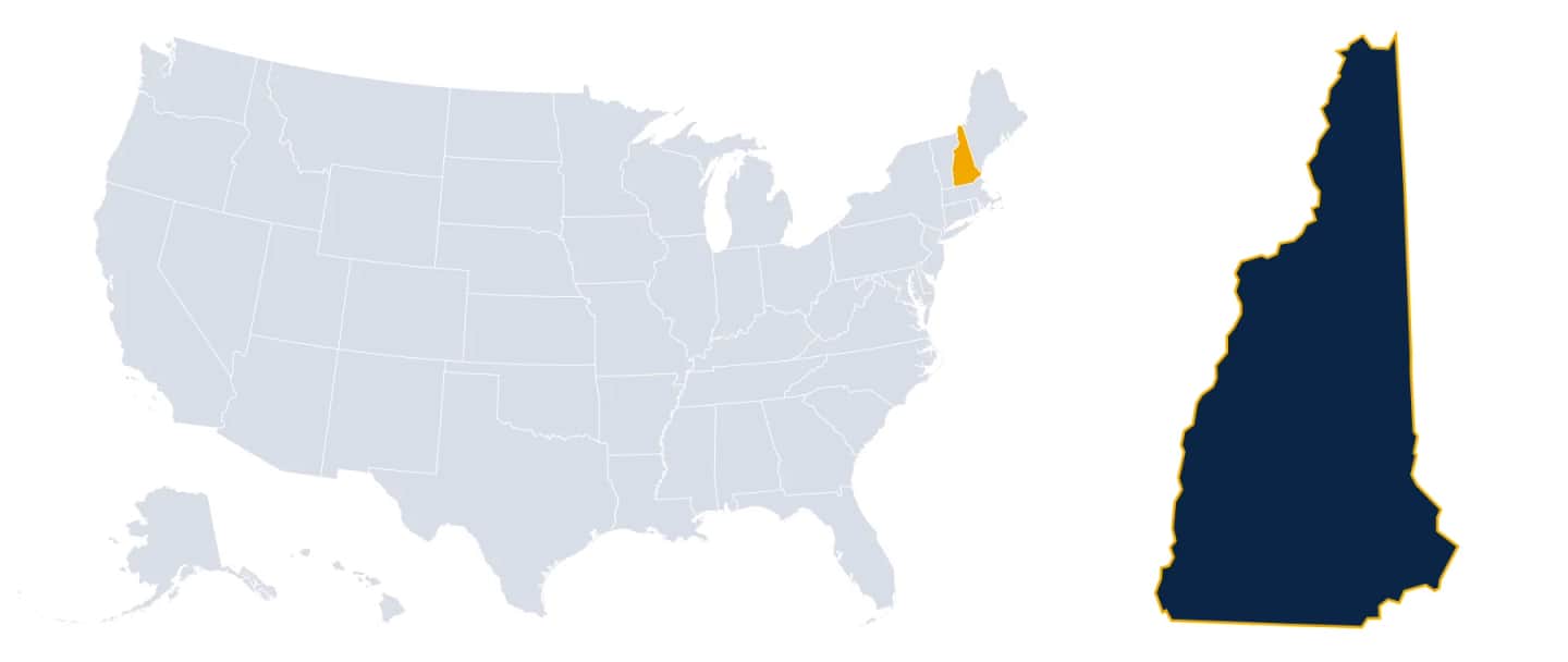 Map highlighting New Hampshire