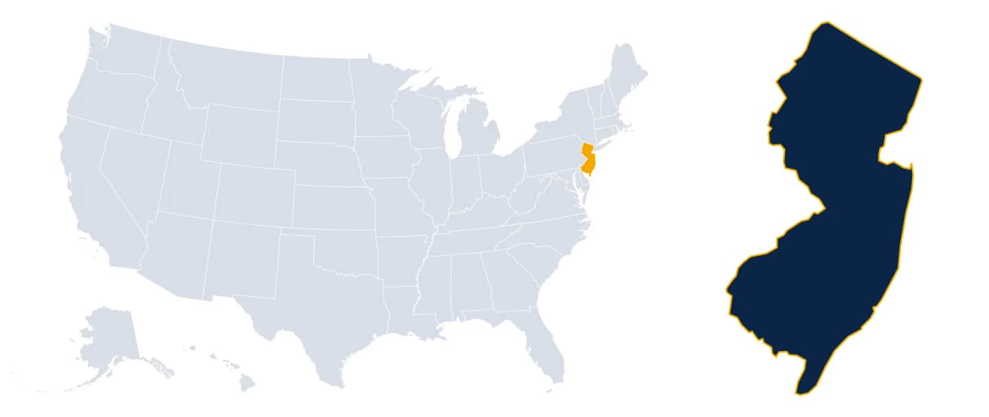 Map highlighting New Jersey