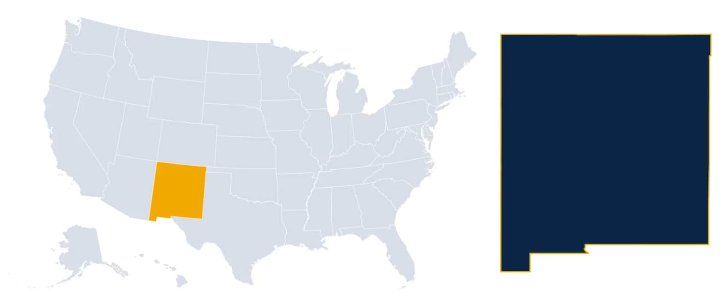 Map highlighting New Mexico