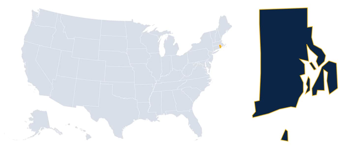 Map highlighting Rhode Island
