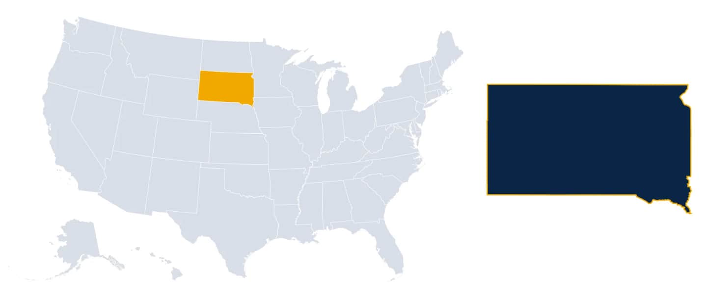 Map highlighting South Dakota