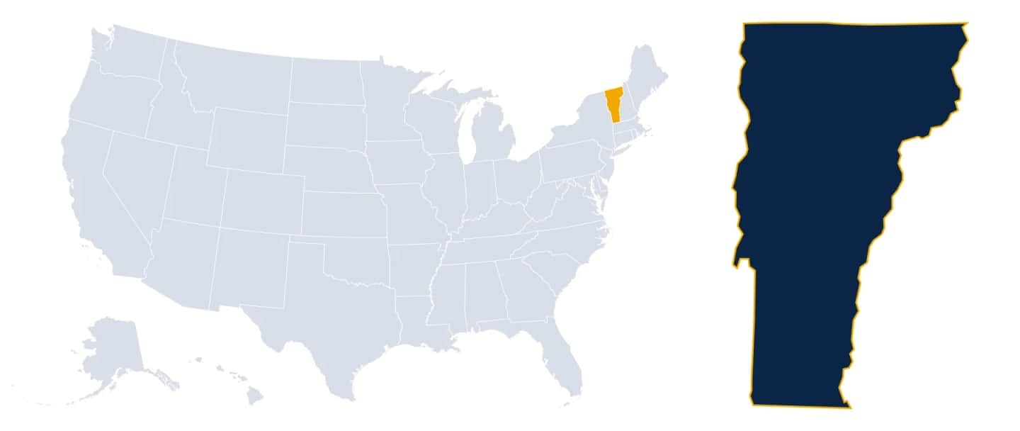 Map highlighting Vermont