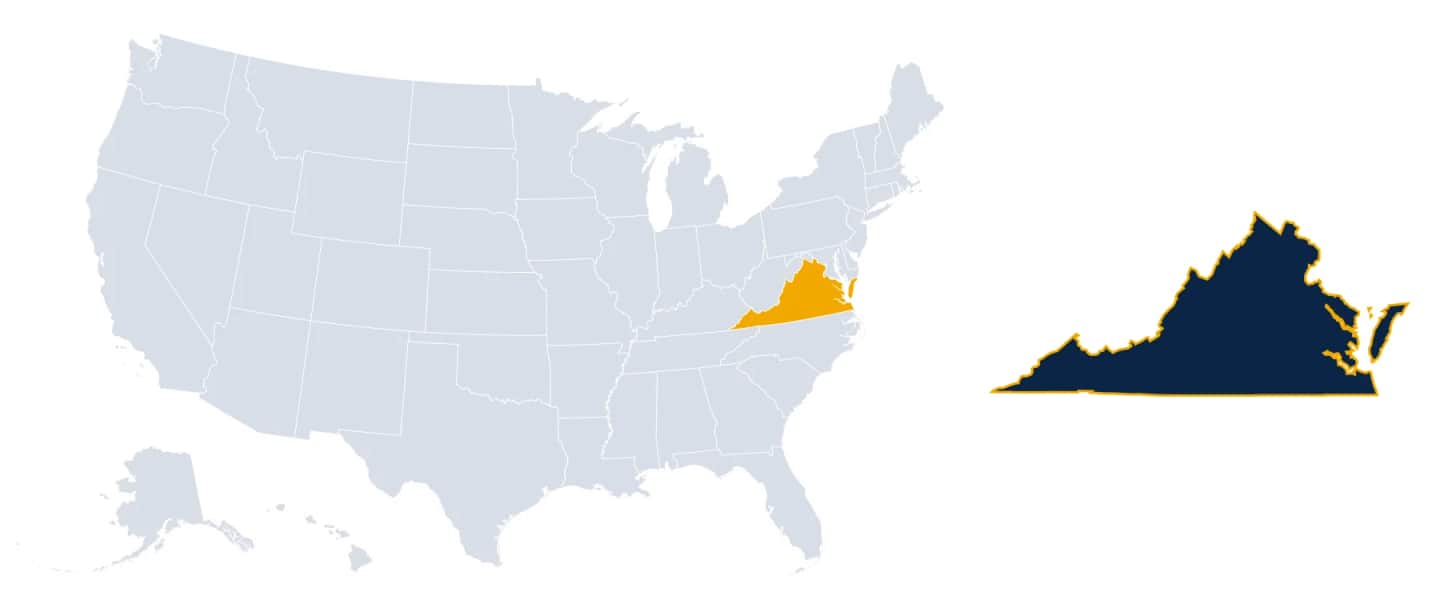 Map highlighting Virginia