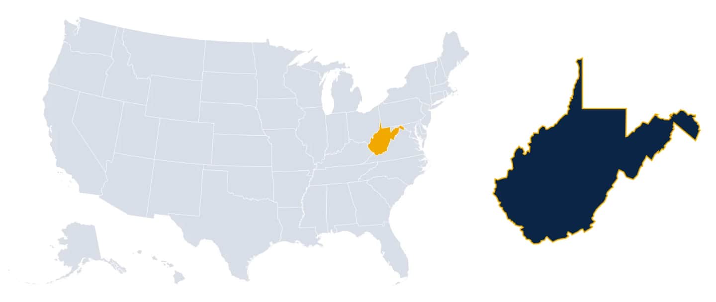 Map highlighting West Virginia