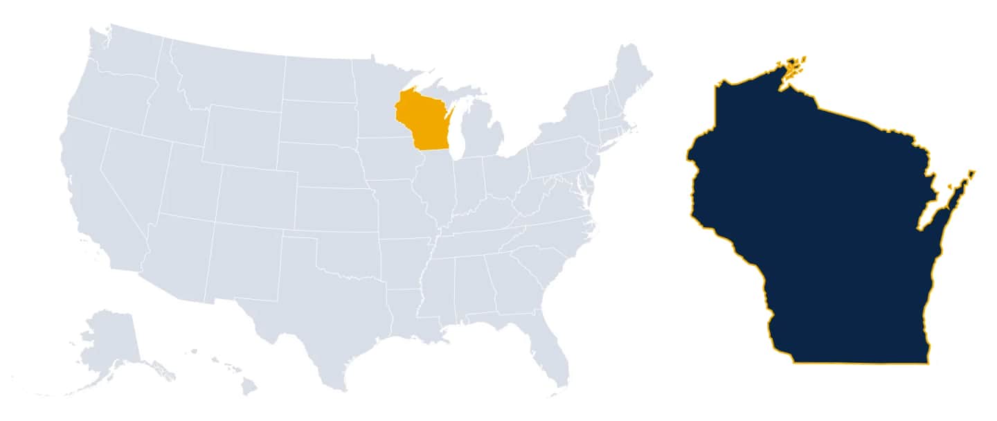 Map highlighting Wisconsin