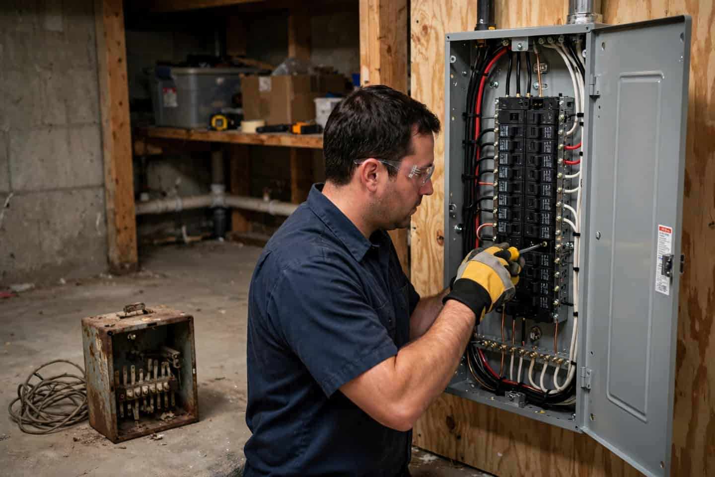 Licensed electrician at work