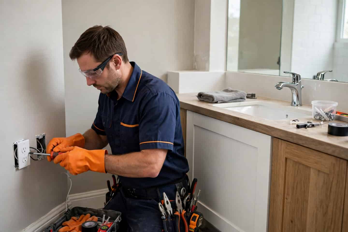 Licensed electrician at work